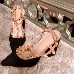 Black and nude heels